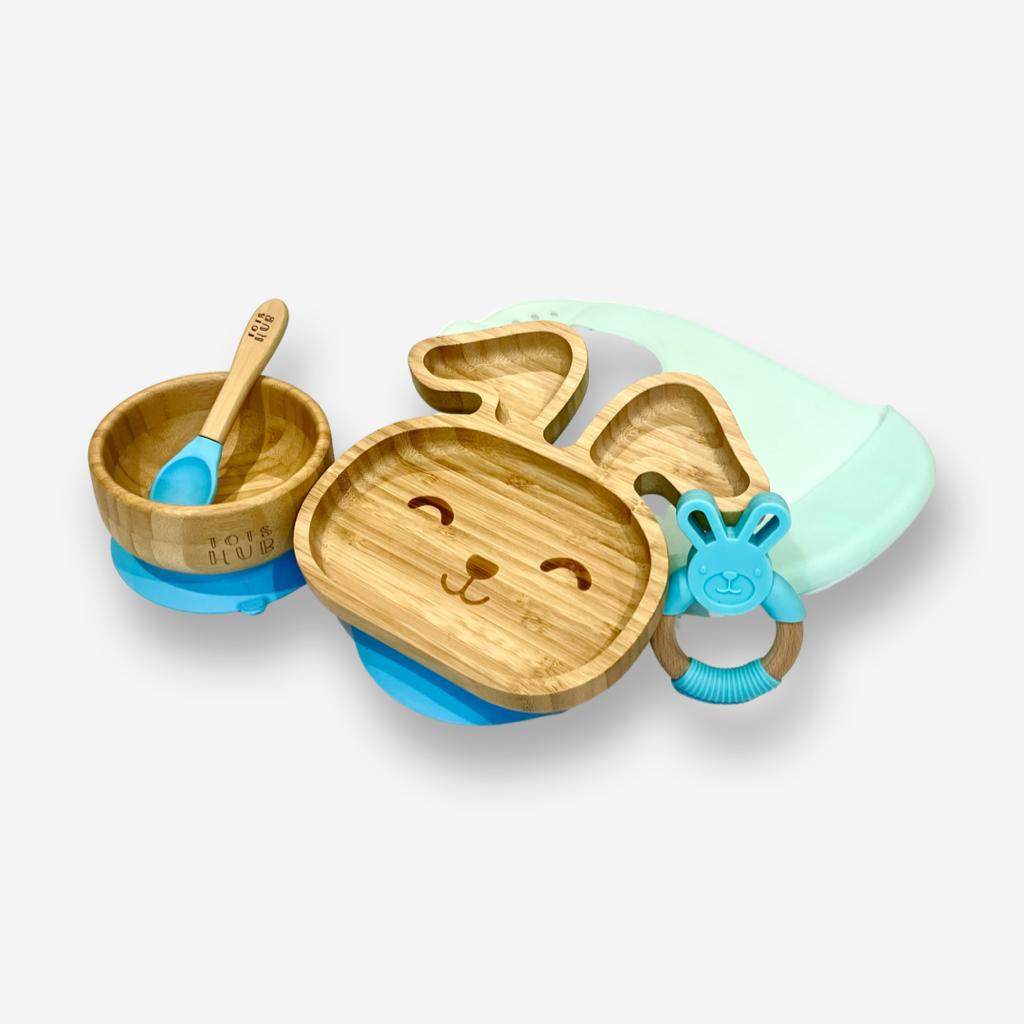 Bunny Shaped Bamboo Suction Plate & Suction Bowl Gift Set - Pink