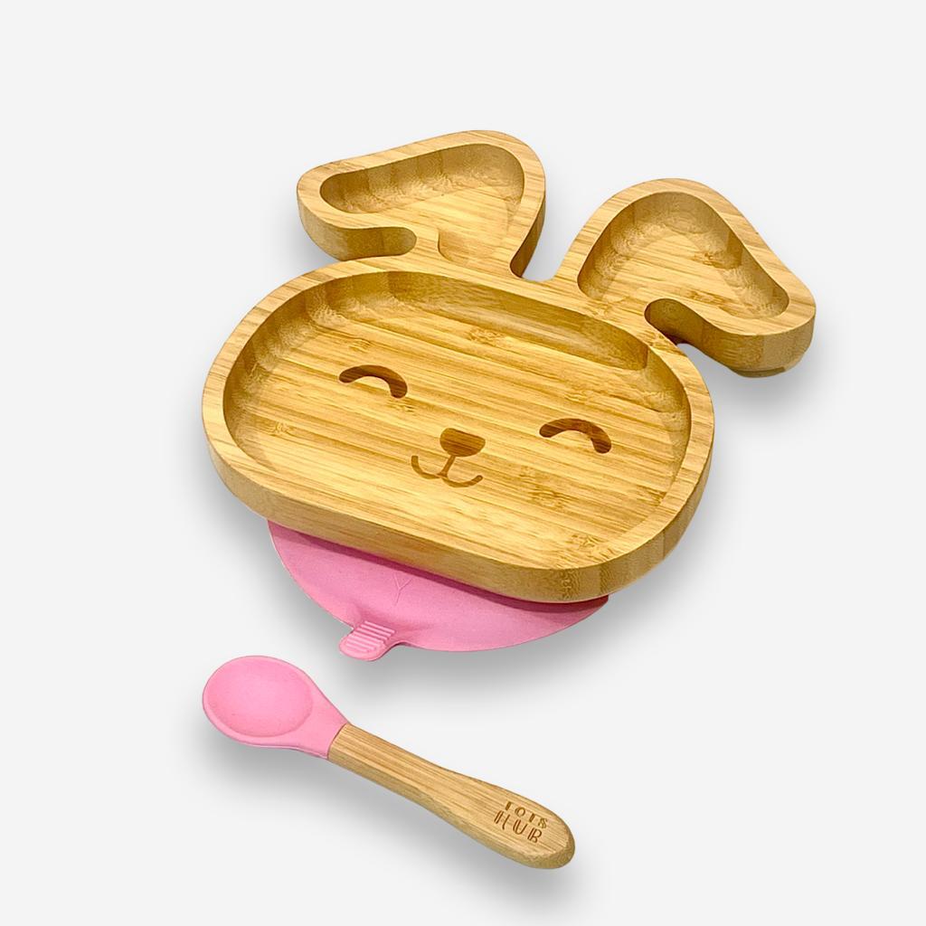 Bunny Shaped Bamboo Suction Plate - Blue