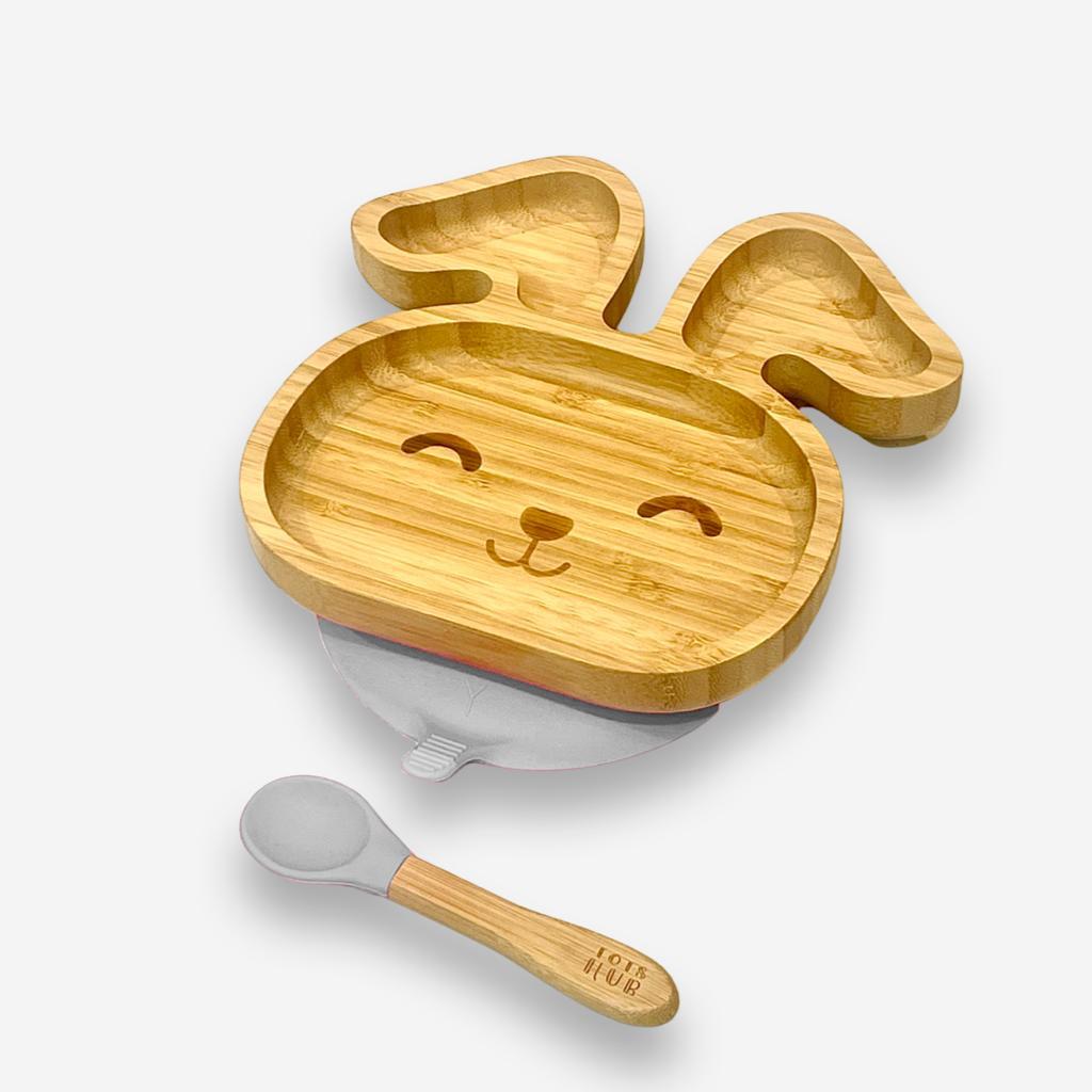 Bunny Shaped Bamboo Suction Plate - Blue