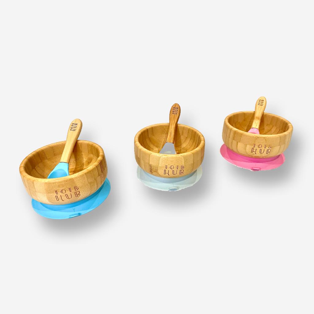 Bamboo Suction Bowl & Silicone Baby Spoon