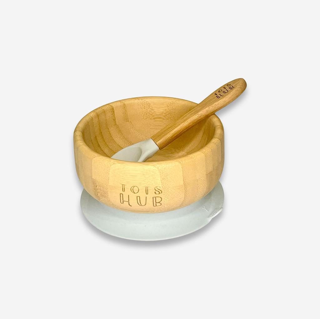 Bamboo Suction Bowl & Silicone Baby Spoon